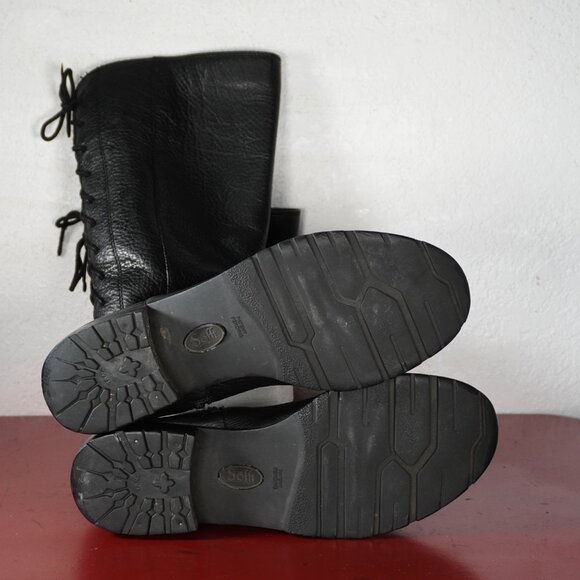 Women's Sofft Black Leather Knee High Low Heel Long Riding Fashion Boots 8.5 - Picture 9 of 9